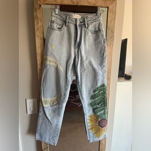 PacSun vintage mom jeans hand painted